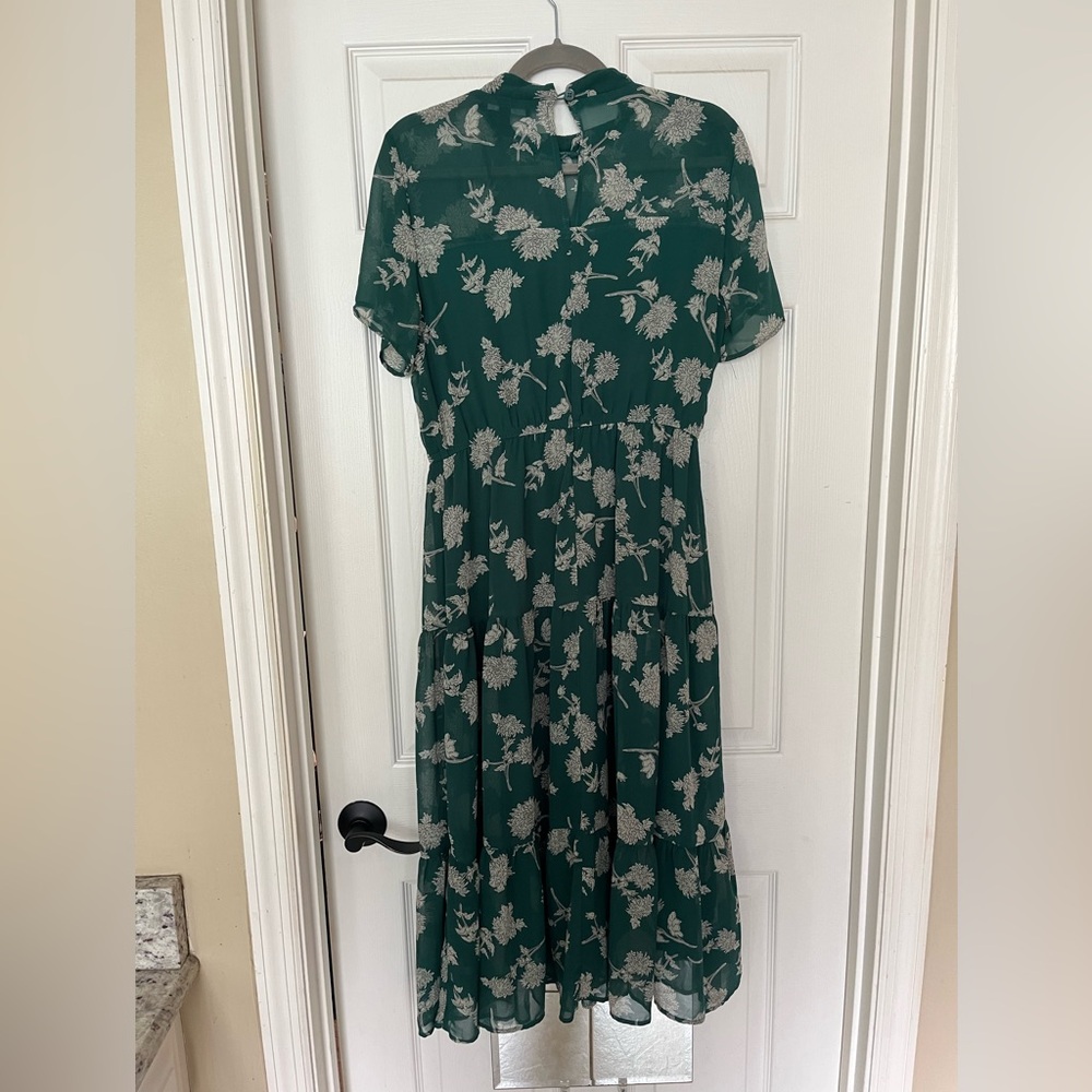 Lulus Floral Dressed Up Dark Green Floral Print Midi Dress - Size M - Picture 3 of 5